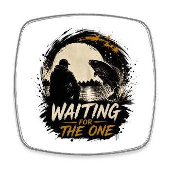 Waiting For The One Karpfenfischerei-Design - Viereckiger Kühlschrankmagnet - Weiß - Vorne