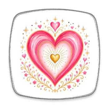 Heart pink gold - Square fridge magnet - white - Front