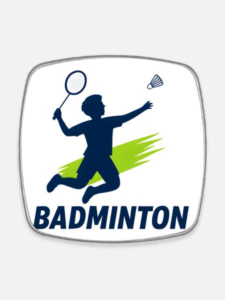 Badminton Kids Tshirt design - Square fridge magnet - white