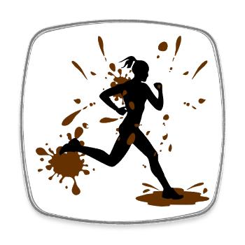 Mud Run Woman – Modder Runner Challenge - Square fridge magnet - white - Front