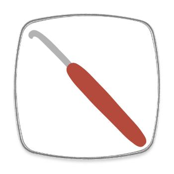 Red-Handled Crochet Hook - Square fridge magnet - white - Front
