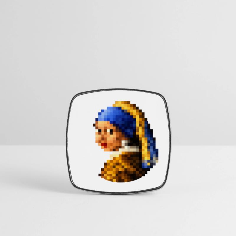 Das Mädchen mit dem pixeligen Perlenohrring Viereckiger Kühlschrankmagnet