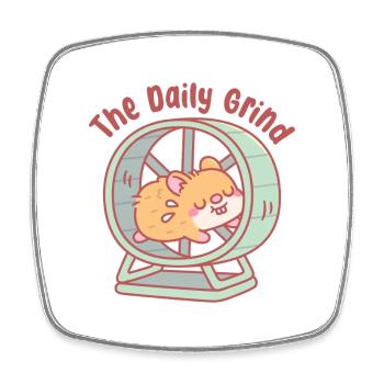 Cute Hamster Running on Wheel The Daily Grind - Square fridge magnet - white - Front