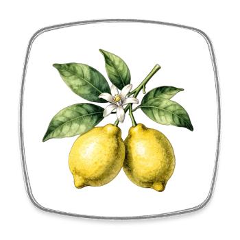 Botanische Zitronenbäume Aquarell - Viereckiger Kühlschrankmagnet - Weiß - Vorne