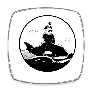 Black and White Odyssey - Square fridge magnet - white - Front