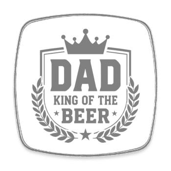 DAD KING OF THE BEER Wappen für Väter - Viereckiger Kühlschrankmagnet - Weiß - Vorne