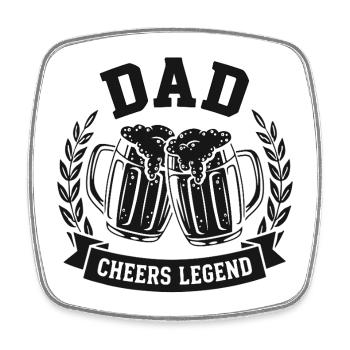 PAPA ENCOURAGE LA LÉGENDE Logo de la bière pour les pères - Magnet carré - blanc - Devant