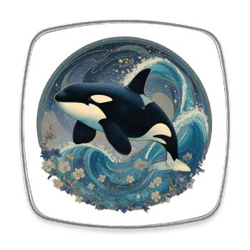 Orca - Viereckiger Kühlschrankmagnet - Weiß - Vorne
