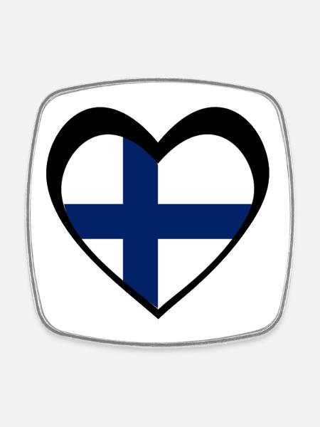 Suomi Musta Sydän – Rakkaus Suomeen - Viereckiger Kühlschrankmagnet - Weiß