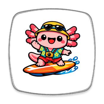 Kawaii Strandheld Surfabenteuer - Viereckiger Kühlschrankmagnet - Weiß - Vorne