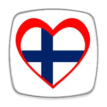 Suomi Sydän – Rakkaus Suomeen - Magnet carré - blanc - Devant