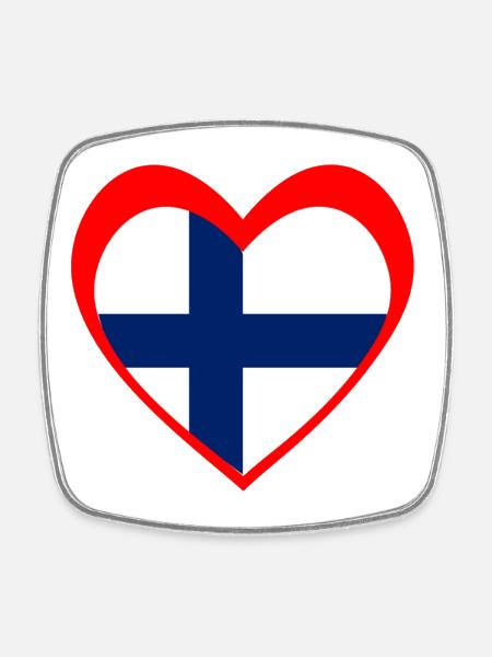 Suomi Sydän – Rakkaus Suomeen - Viereckiger Kühlschrankmagnet - Weiß