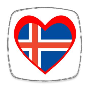 Ísland Hjarta – Ást til Íslands - Magnet carré - blanc - Devant
