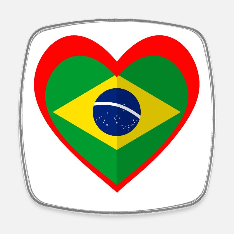 Brasil Coração – Amor pelo Brasil - Magnet carré - blanc