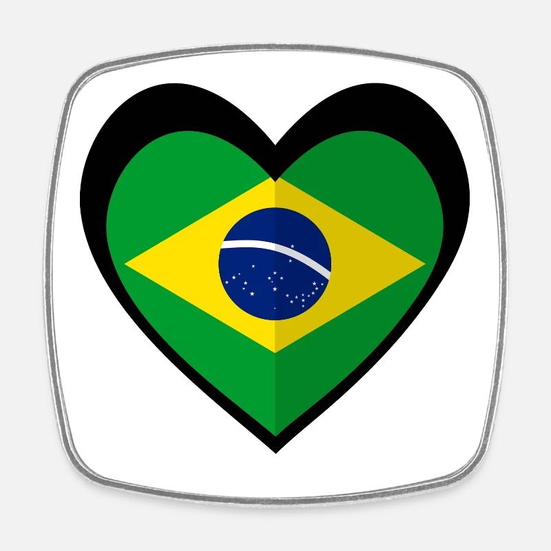 Brasil Coração Preto – Amor pelo Brasil - Magnet carré - blanc
