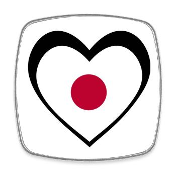 日本 ブラックハート – 日本への愛 - Magnet carré - blanc - Devant