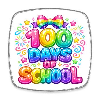 100 Jours d'École Arc-en-Ciel Magique - Magnet carré - blanc - Devant