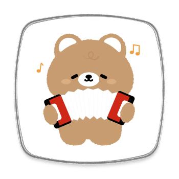 Bear Accordion - Square fridge magnet - white - Front