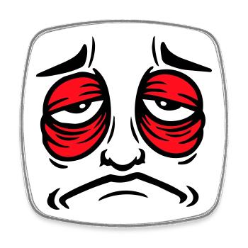 Grumpy sad disappointed face funny - Square fridge magnet - white - Front