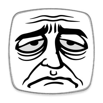 Grumpy sad disappointed face funny - Square fridge magnet - white - Front
