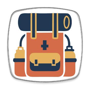 Hiking Backpack Trekking Gear - Square fridge magnet - white - Front