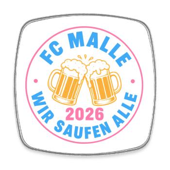Malle 2026 FC Malle wir saufen alle - Viereckiger Kühlschrankmagnet - Weiß - Vorne