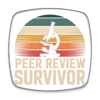 Peer Review Survived | Science Nerd - Square fridge magnet - white - Front