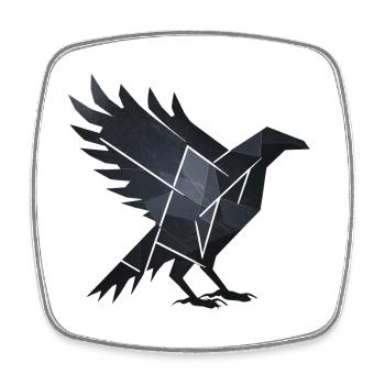 Corbeau noir - Magnet carré - blanc - Devant
