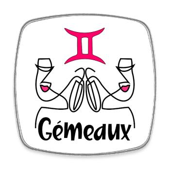 Gémeaux français - Magnet carré - blanc - Devant