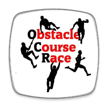 Obstacle Course Race – Red Impact Design - Square fridge magnet - white - Front