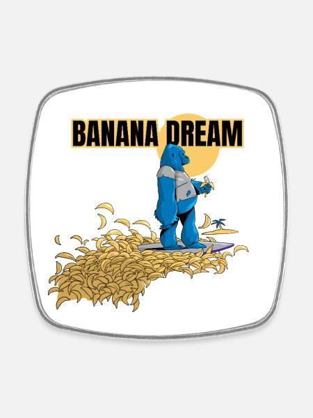 Banana Dream Surf - Square fridge magnet - white