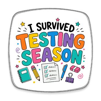 I survived the exam phase School Humor - Square fridge magnet - white - Front