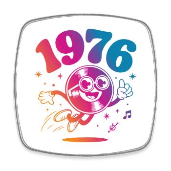 Vintage 1976 - Square fridge magnet - white - Front