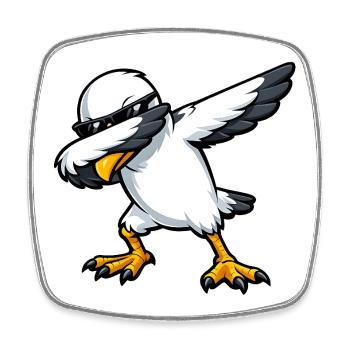 Mouette à tamponner - Magnet carré - blanc - Devant