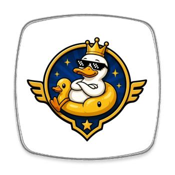 King Duck with Sunglasses - Square fridge magnet - white - Front