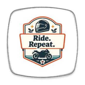 Ride. Repeat. Motorcycle Statement - Square fridge magnet - white - Front
