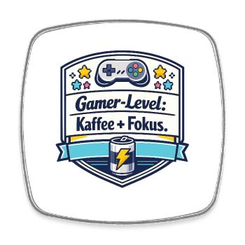 Gamer-Level Kaffee Fokus Patch - Viereckiger Kühlschrankmagnet - Weiß - Vorne