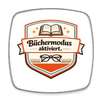 Büchermodus aktiviert - Viereckiger Kühlschrankmagnet - Weiß - Vorne