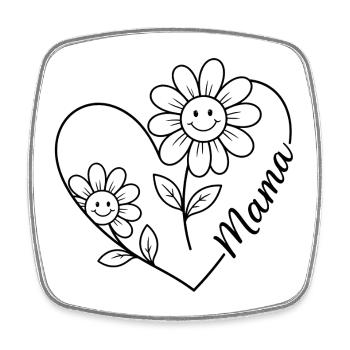 Mama Blumen Line-Art - Viereckiger Kühlschrankmagnet - Weiß - Vorne