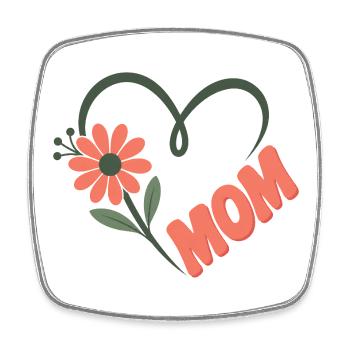 Mom Flowers Heart - Square fridge magnet - white - Front