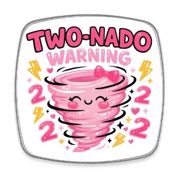 Avertissement à deux nado : 2e anniversaire design - Magnet carré - blanc - Devant