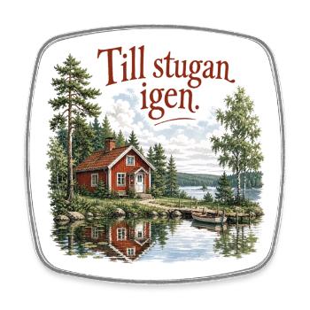 De Retour au Chalet Nostalgie Suédoise - Magnet carré - blanc - Devant