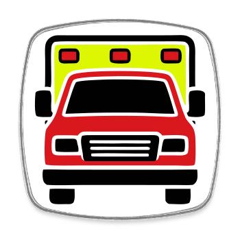 Rettungswagen Krankenwagen Front - Viereckiger Kühlschrankmagnet - Weiß - Vorne