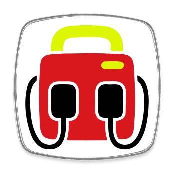 Defibrillator AED First Aid - Square fridge magnet - white - Front
