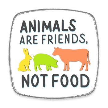 Animals are friends, not food - Square fridge magnet - white - Front