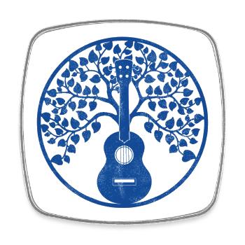 Ukulele tree mandala blue - Square fridge magnet - white - Front