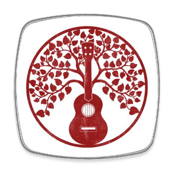 Ukulele tree mandala red - Viereckiger Kühlschrankmagnet - Weiß - Vorne