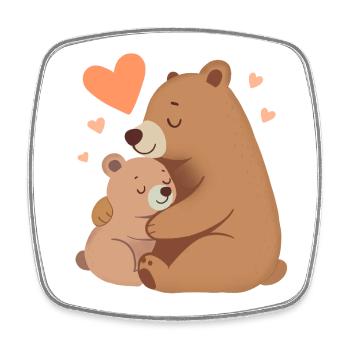 Bear Mom & Baby Bear - Square fridge magnet - white - Front