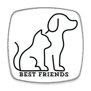 BEST FRIENDS – Katze & Hund Liebe - Viereckiger Kühlschrankmagnet - Weiß - Vorne