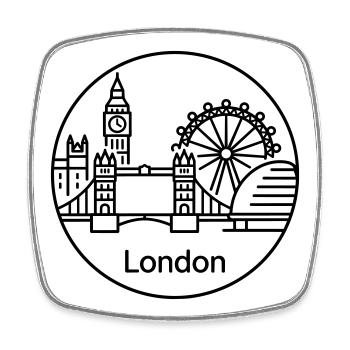 London - Viereckiger Kühlschrankmagnet - Weiß - Vorne